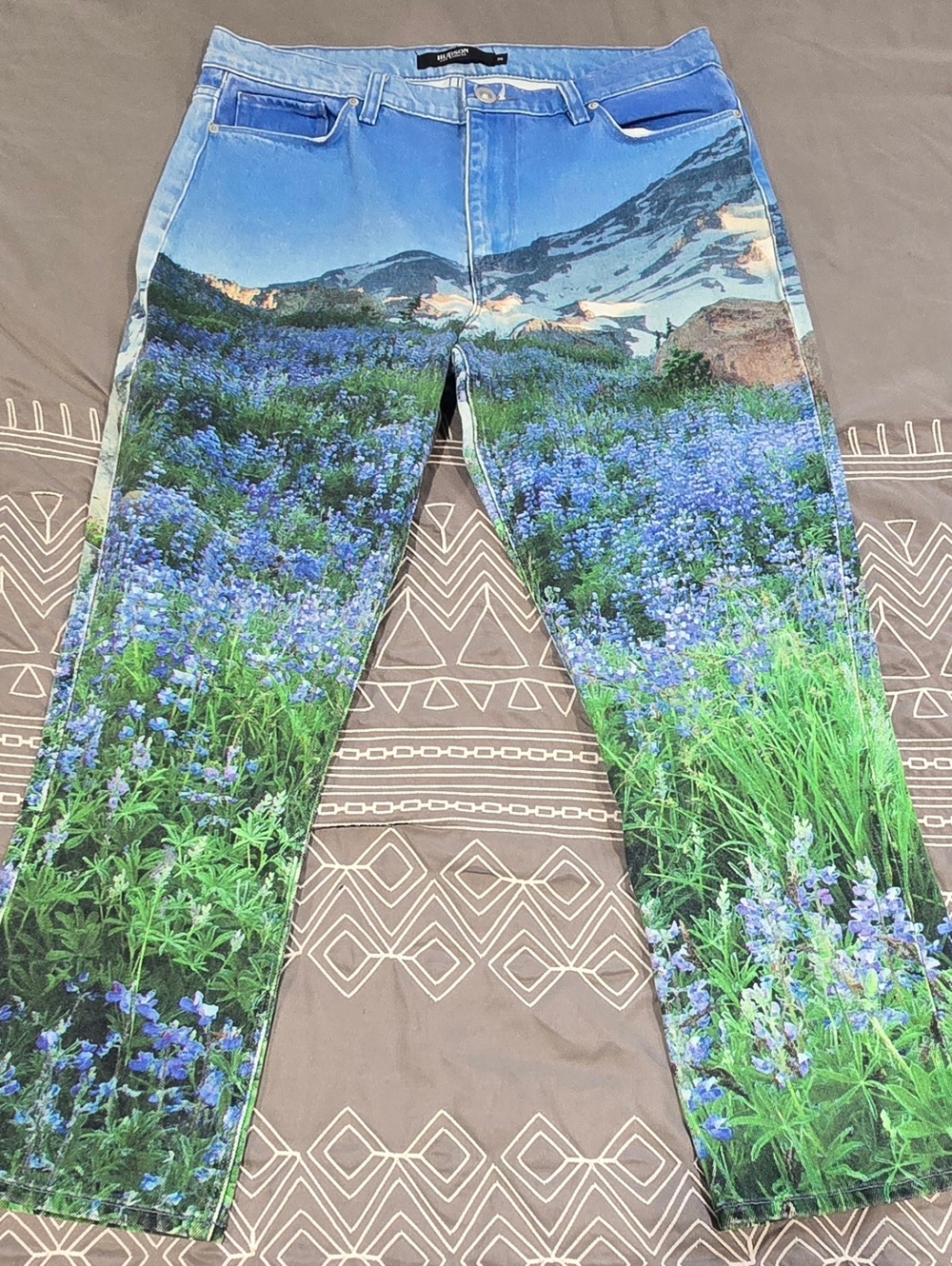 Hudson Barbara High Rise Straight Leg Cropped Jeans Mountain Landscape  Size 30 - Picture 9 of 10